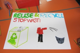 Children's drawing to promote waste reduction