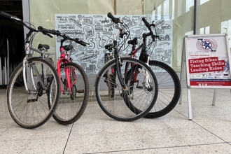 Bikes in front of the Community Bike Kitchen workshop