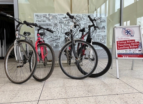 Bikes in front of the Community Bike Kitchen workshop